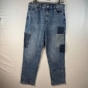 Sonoma Goods For Life Boyfriend Patchwork Jeans Blue Denim High Rise Women 10/30